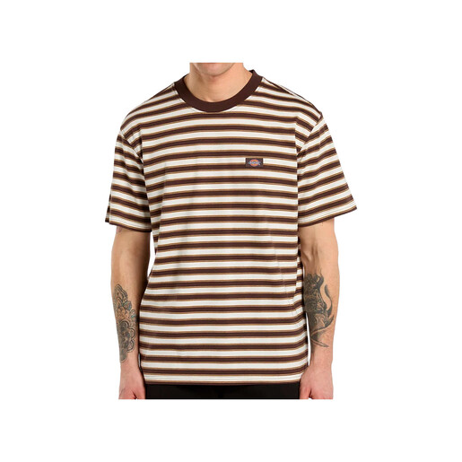DICKIES STRIPE SS TEE CHOCOLATE BROWN marron