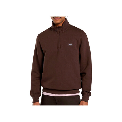 DICKIES OAKPORT QUARTER ZIP CHOCOLATE BROWN marron