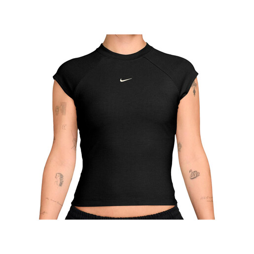 NIKE W NSW CHILL KNIT RIB SS TOP negro