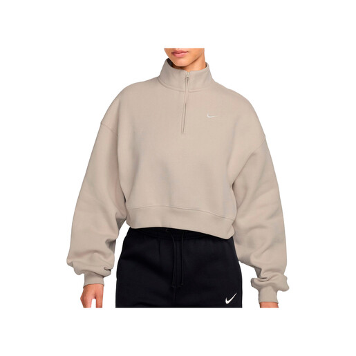 NIKE W NK STDO FLC MW OS CROP QZ beige