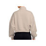 Nike Sudadera Mujer W NK STDO FLC MW OS CROP QZ BEIGE vista trasera