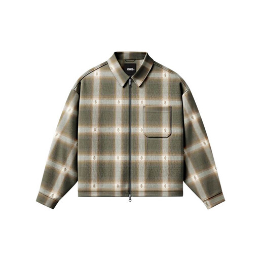 VANS LARKSPUR ZIP PLAID FLANNEL SHIRT verde