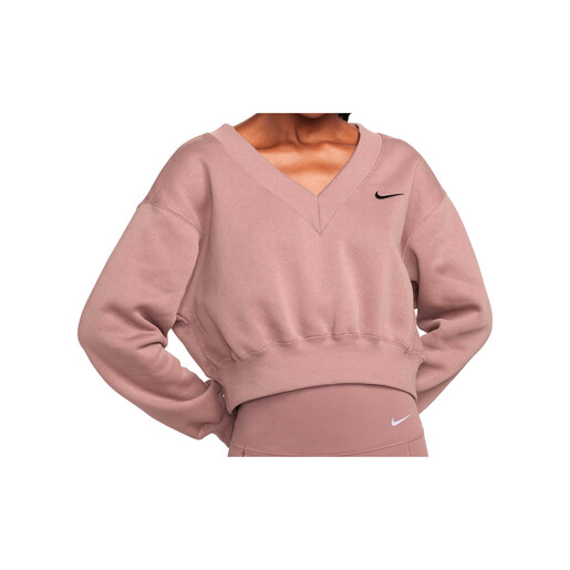 NIKE W NSW PHNX FLC CROP VNECK beige