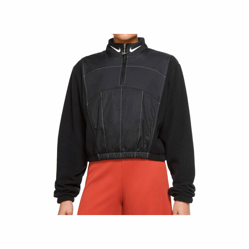 NIKE W NSW SWSH PLSH GX QZ LS TOP negro