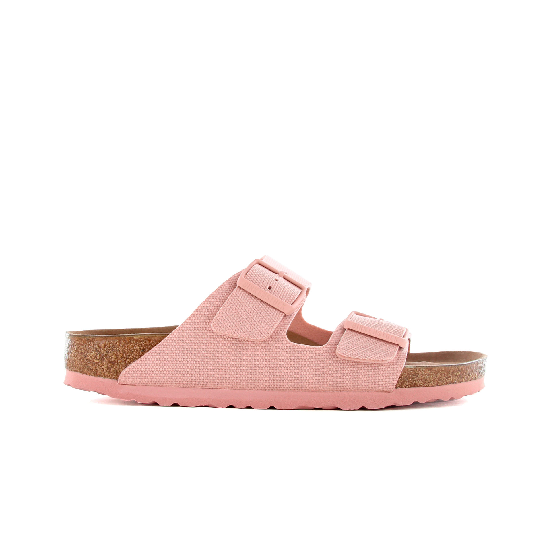 Birkenstock Chancletas y Sandalias Mujer Arizona TEX VEG Canvas Soft Pink lateral exterior Birkenstock Chancletas y Sandalias Mujer Arizona TEX VEG Canvas Soft Pink lateral exterior
