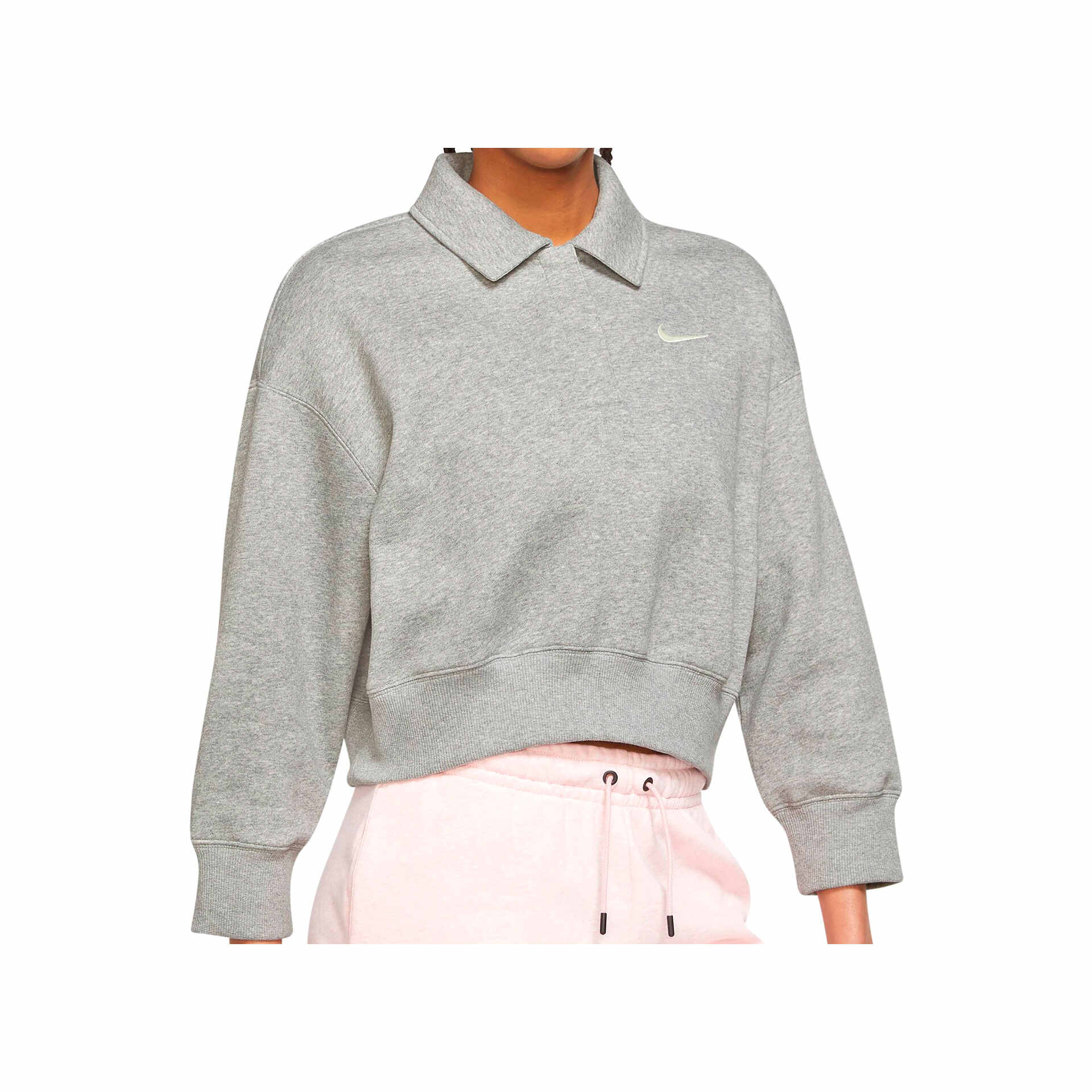 Nike Sudadera Mujer W NSW STYLE FLC CROP 3Q POLO vista frontal Nike Sudadera Mujer W NSW STYLE FLC CROP 3Q POLO vista frontal