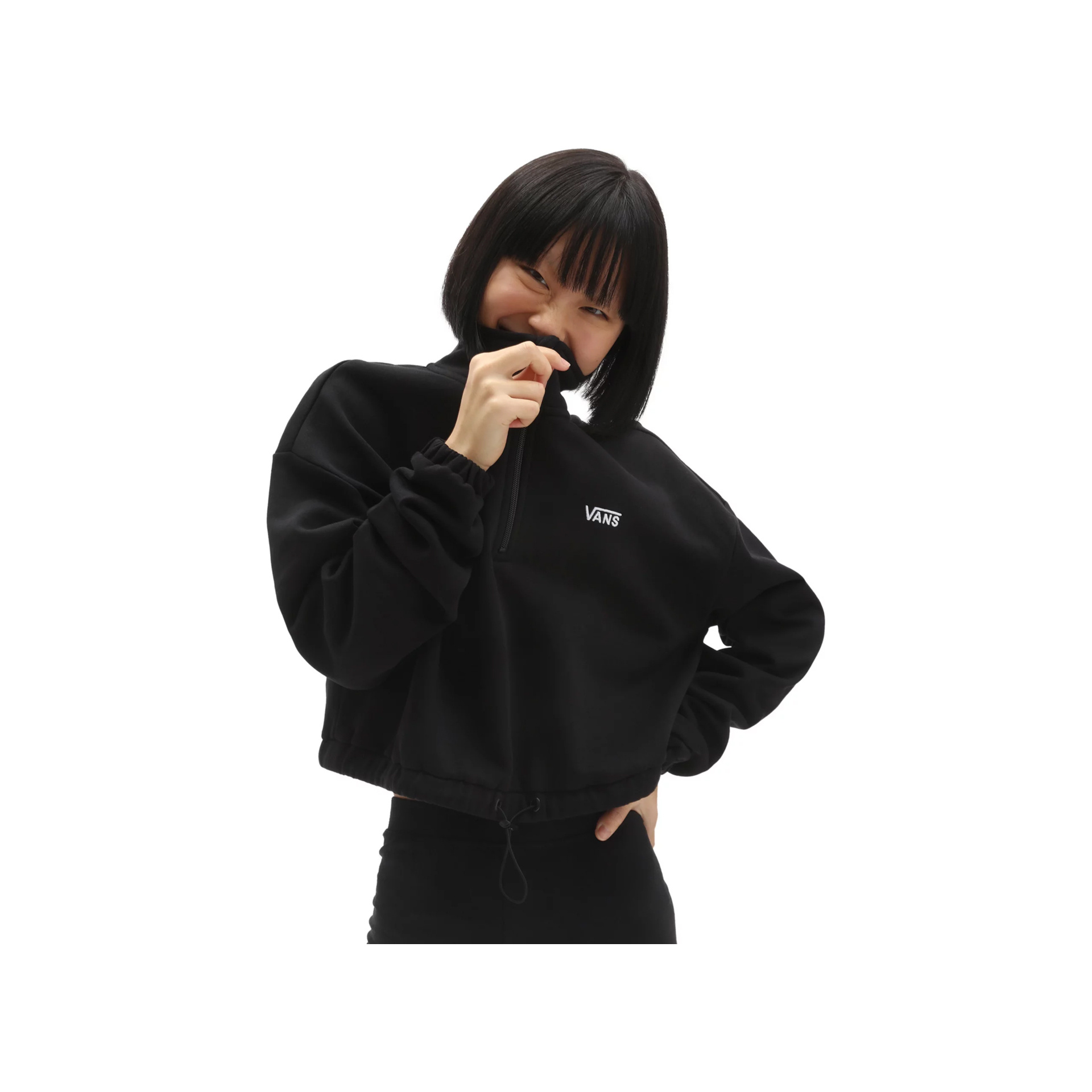 Vans Sudadera Mujer WM LEFT CHEST HALF ZIP FLEECE vista frontal Vans Sudadera Mujer WM LEFT CHEST HALF ZIP FLEECE vista frontal