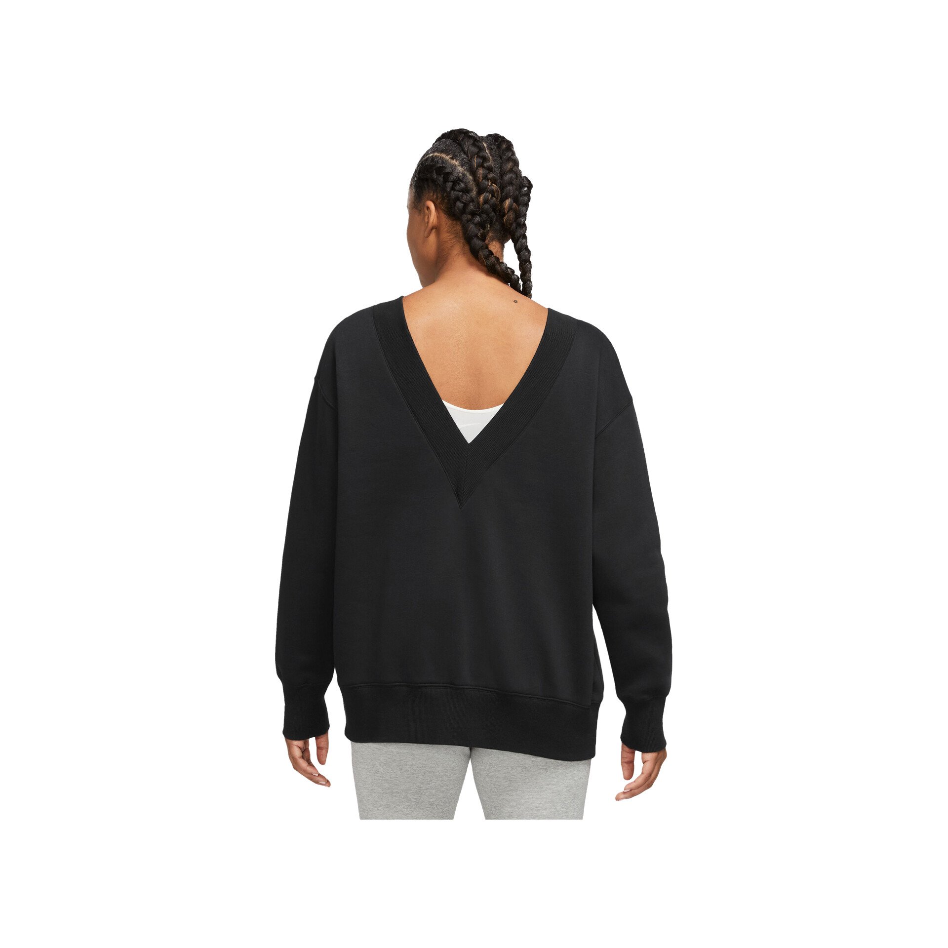 Nike Sudadera Mujer W NSW PHNX FLC OS VNECK SWTSH vista trasera Nike Sudadera Mujer W NSW PHNX FLC OS VNECK SWTSH vista trasera
