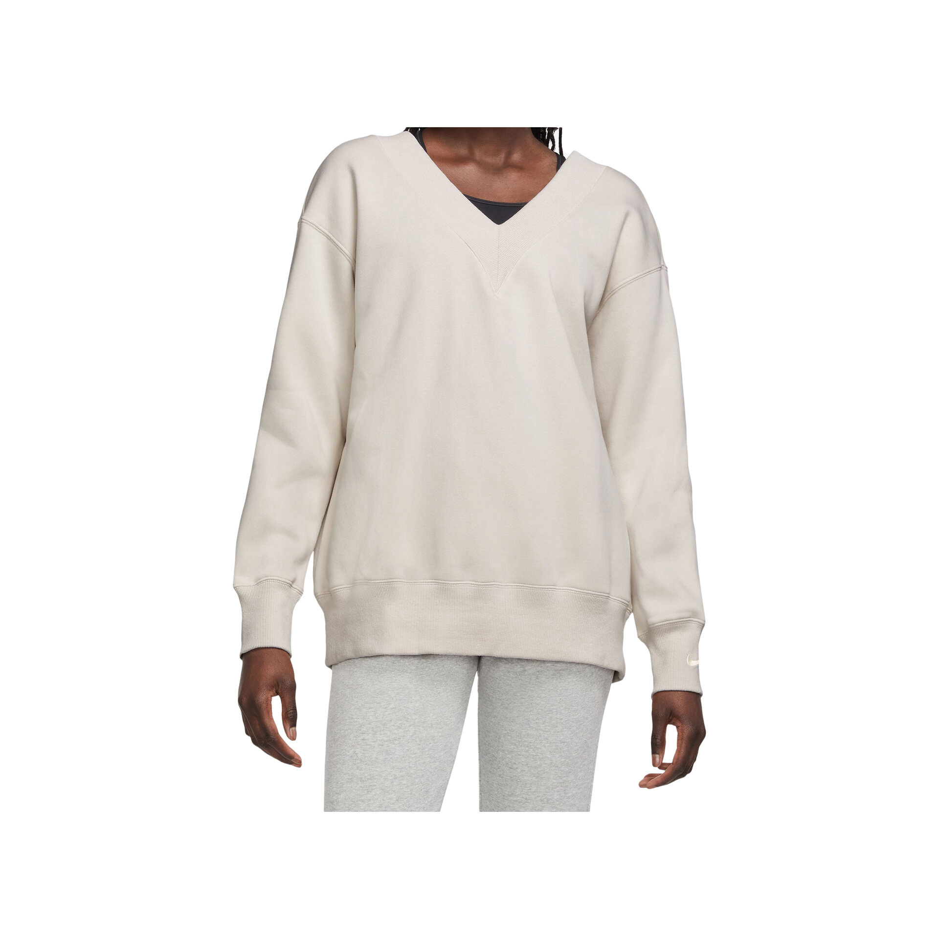 Nike Sudadera Mujer W NSW PHNX FLC OS VNECK SWTSH vista frontal Nike Sudadera Mujer W NSW PHNX FLC OS VNECK SWTSH vista frontal