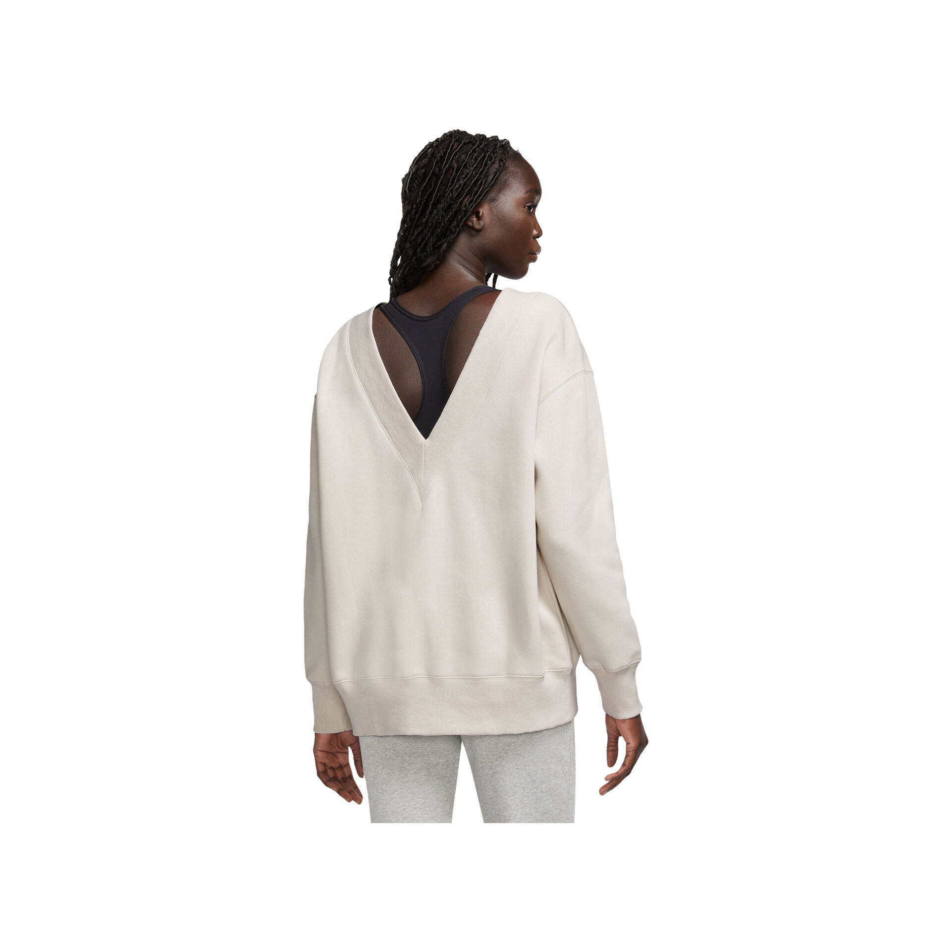 Nike Sudadera Mujer W NSW PHNX FLC OS VNECK SWTSH vista trasera Nike Sudadera Mujer W NSW PHNX FLC OS VNECK SWTSH vista trasera