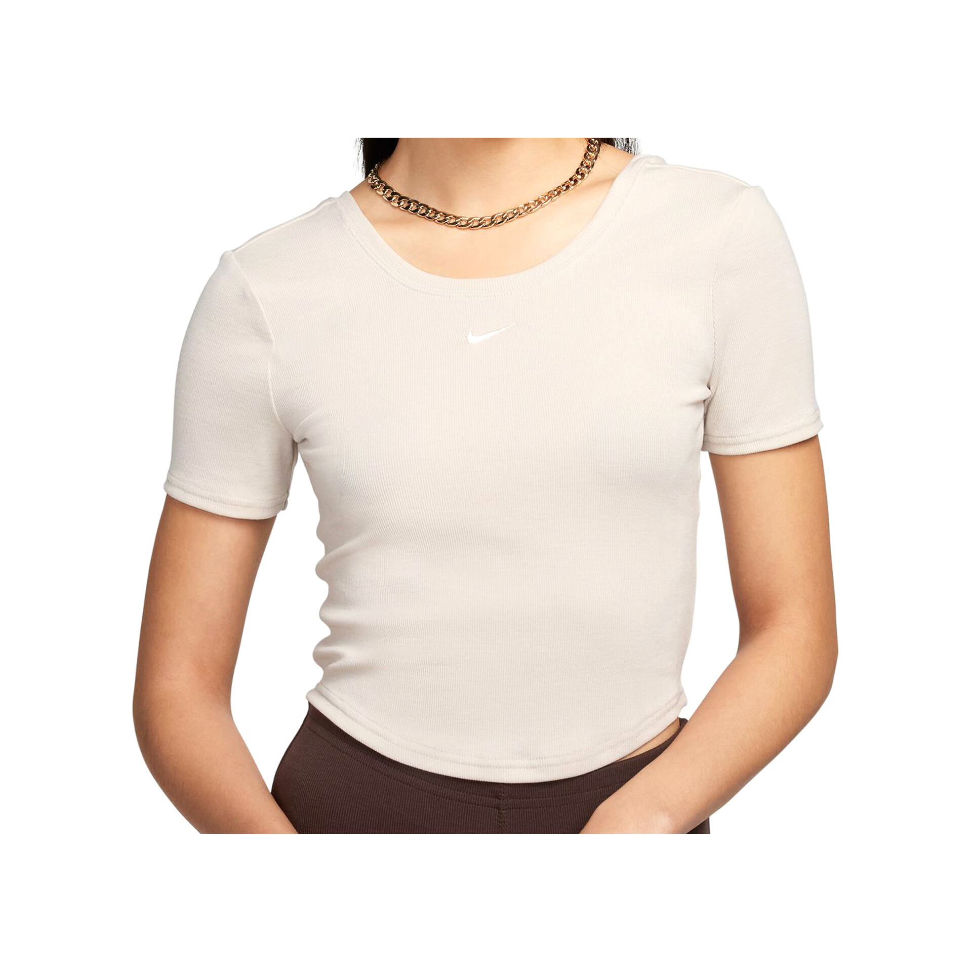 Nike Camiseta Mujer W NSW NK CHLL KNT MRIB SS TOP vista frontal Nike Camiseta Mujer W NSW NK CHLL KNT MRIB SS TOP vista frontal