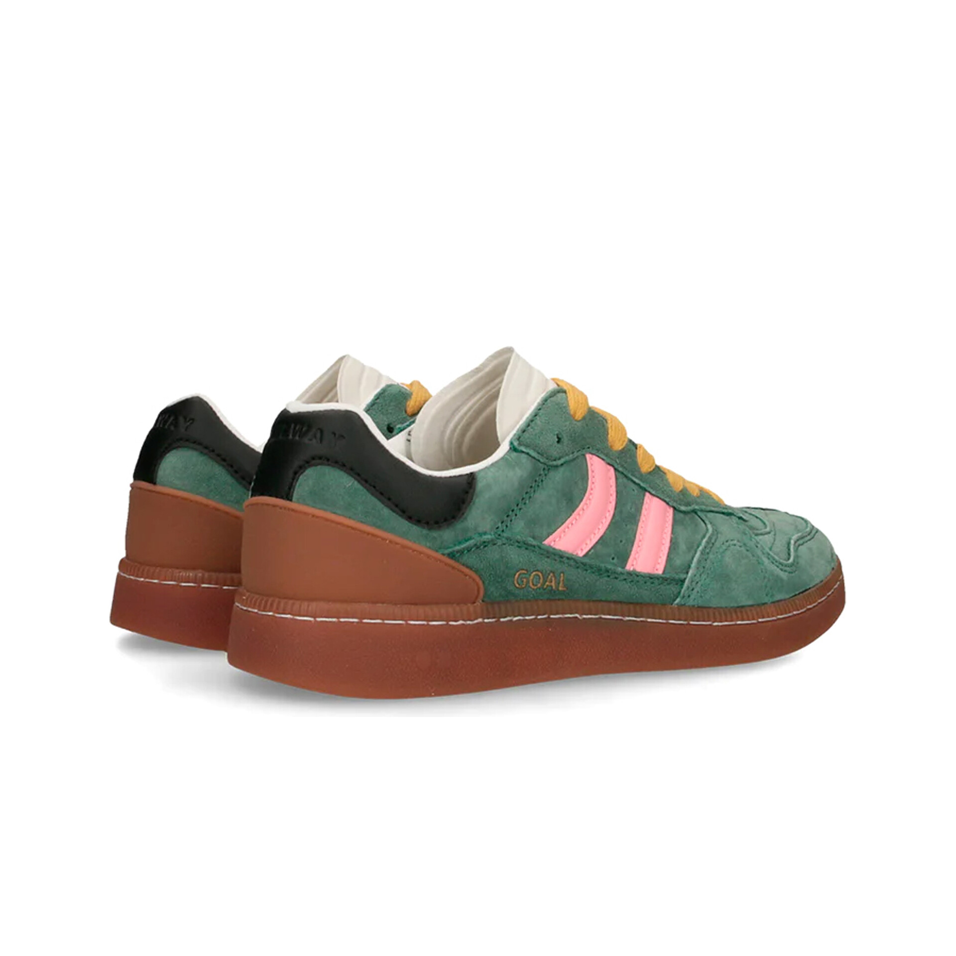 Zapatillas Coolway Goal - Color Verde Musgo, Serraje, Suela De Goma, Diseño Deportivo