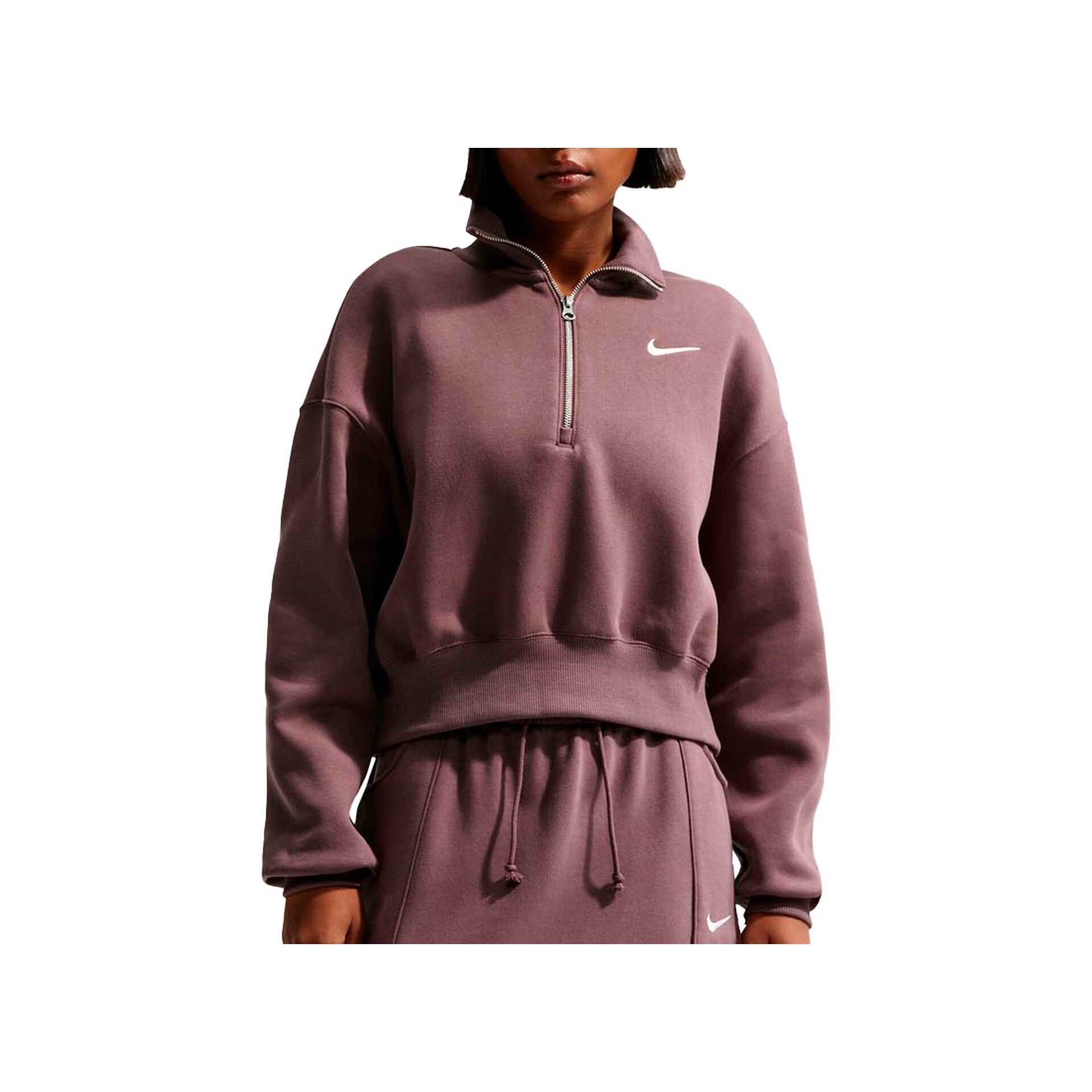 Nike w nsw phnx flc qz crop Sudadera Mujer