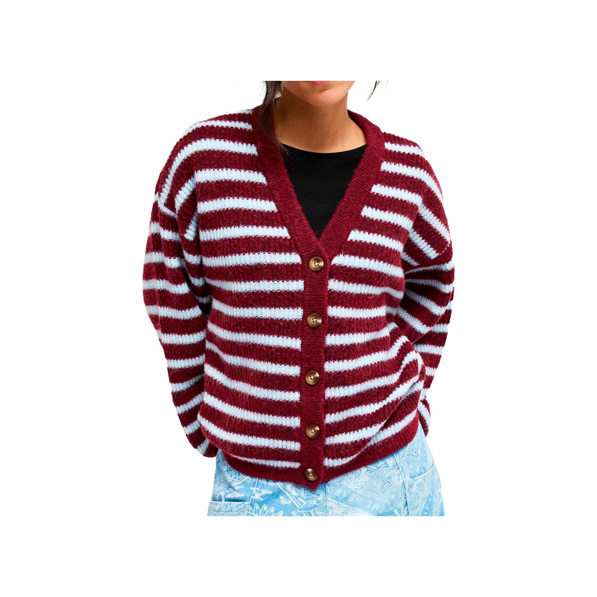 Roxy deep as the ocean stripes Sudadera Mujer · Burdeos